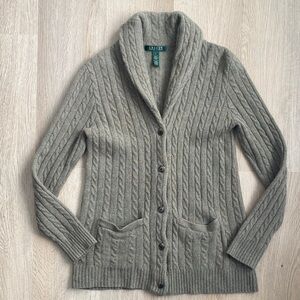 Lauren Ralph Lauren Wool/Rabbit Hair Blend Cable Knit Cardigan